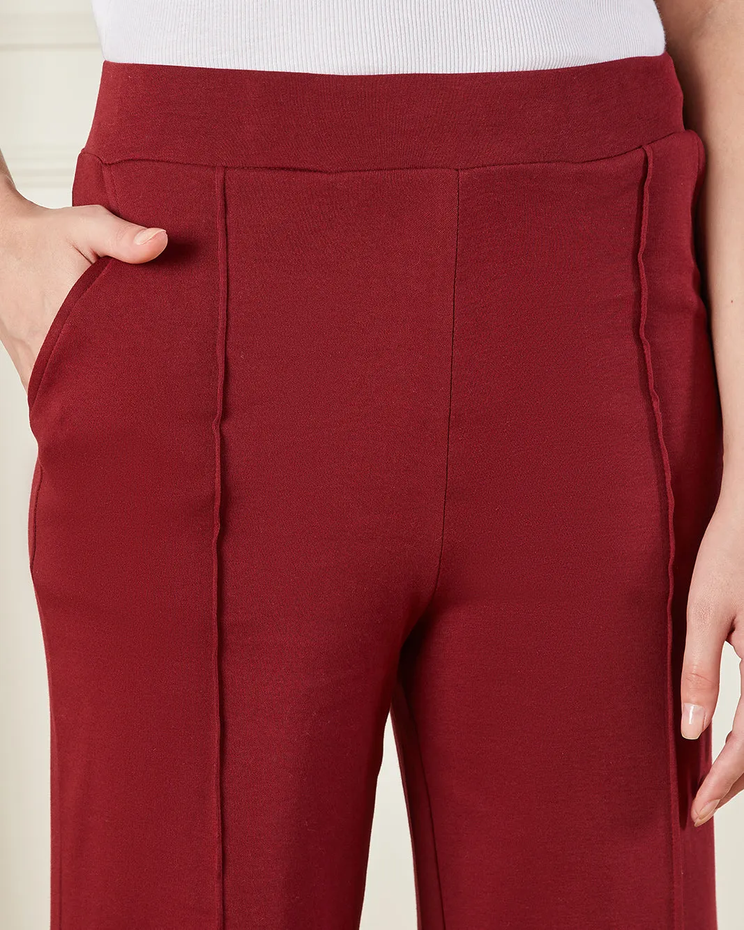 Women Burgundy Cropped Leggings sold by Redtag product image thumbnail 4