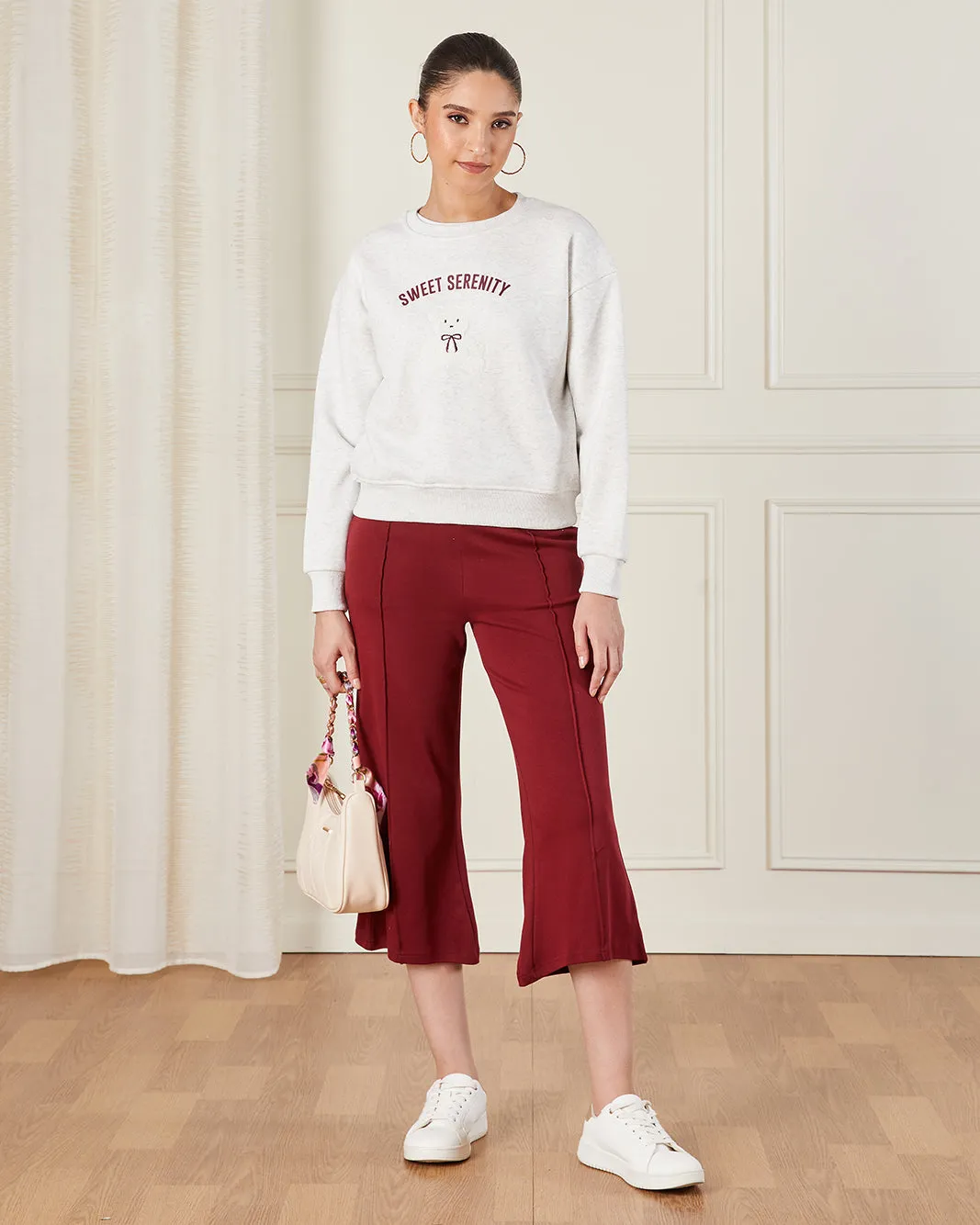 Women Burgundy Cropped Leggings sold by Redtag product image thumbnail 2