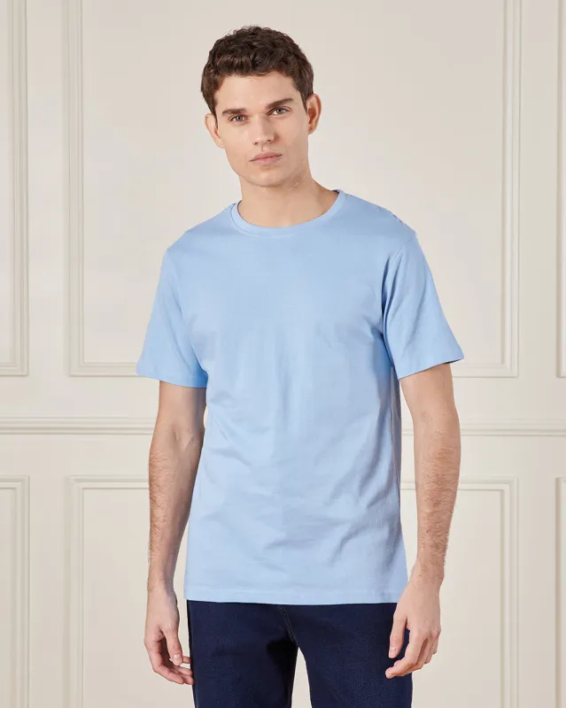 Men Blue Basic Solid T-Shirt sold by Redtag