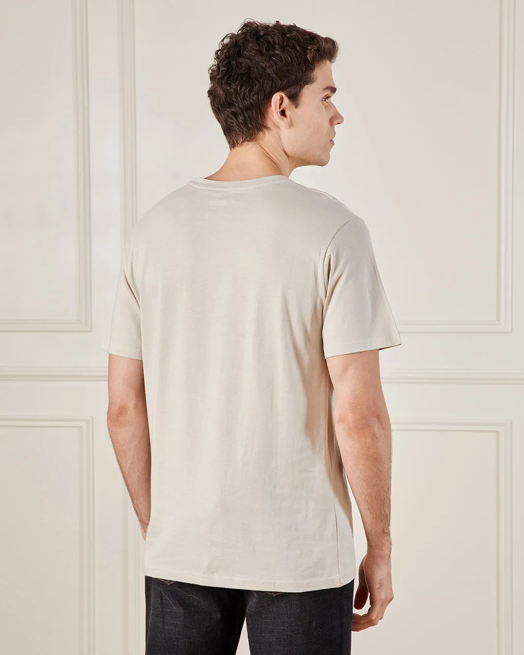 Men Grey Basic Solid T-Shirt sold by Redtag product image thumbnail 3
