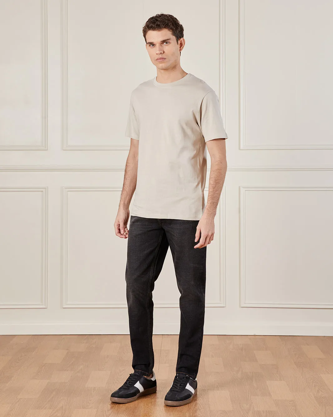 Men Grey Basic Solid T-Shirt sold by Redtag product image thumbnail 2