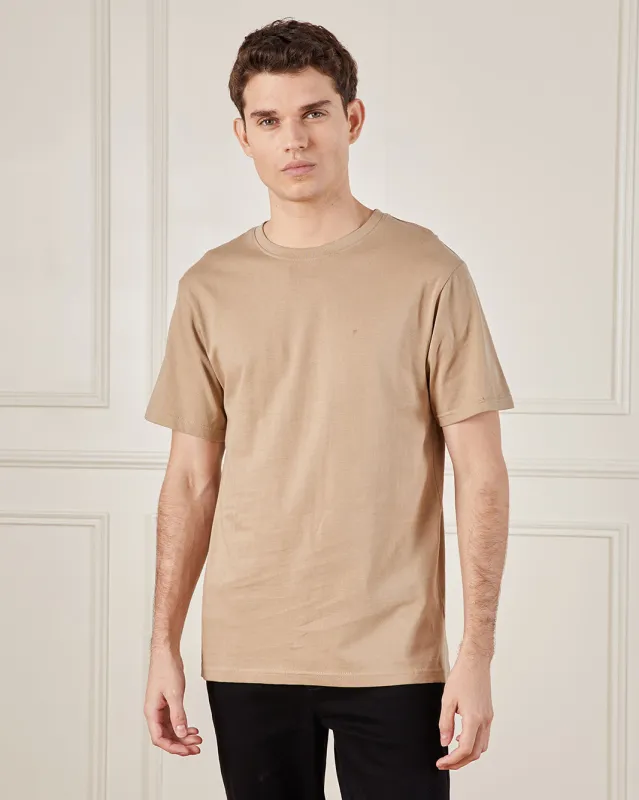 Men Brown Basic Solid T-Shirt sold by Redtag