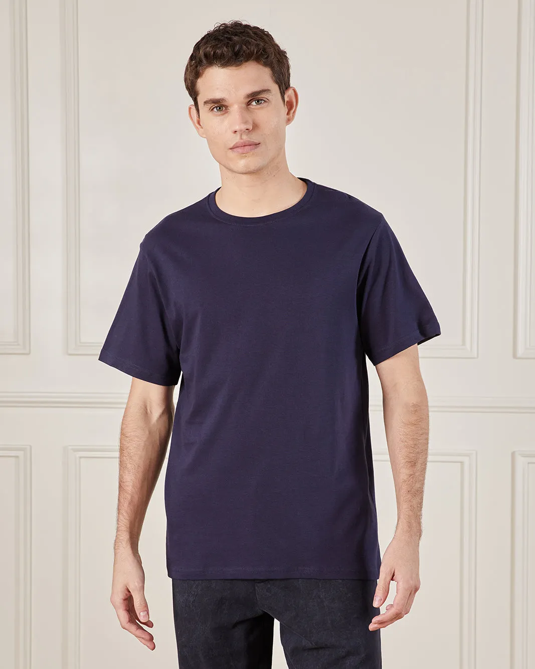 Men Navy Basic Solid T-Shirt sold by Redtag
