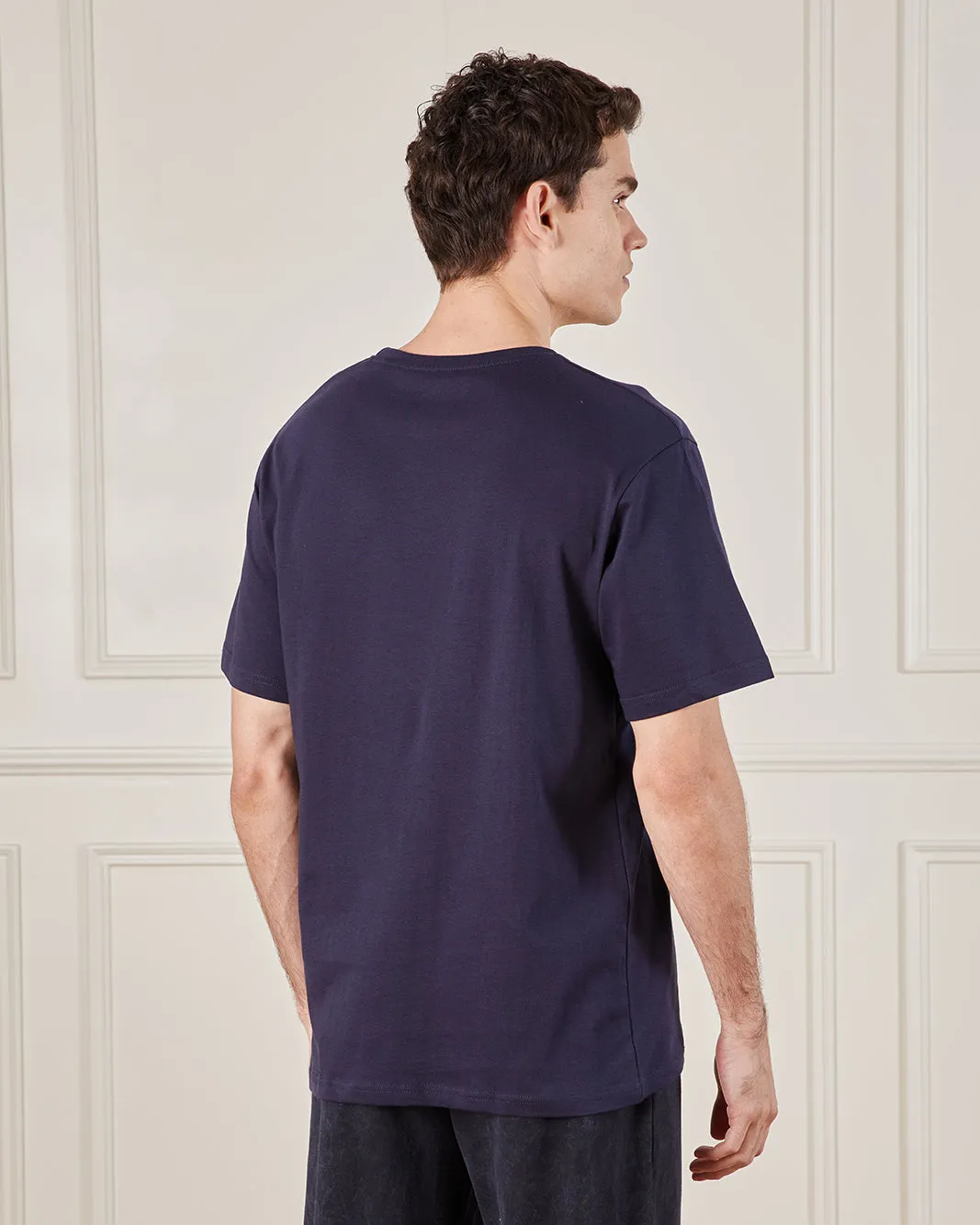 Men Navy Basic Solid T-Shirt sold by Redtag product image thumbnail 3