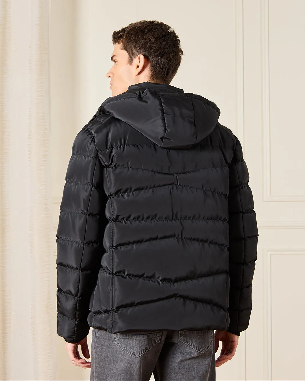 Men Black Heavy Parka Jacket sold by Redtag product image thumbnail 3