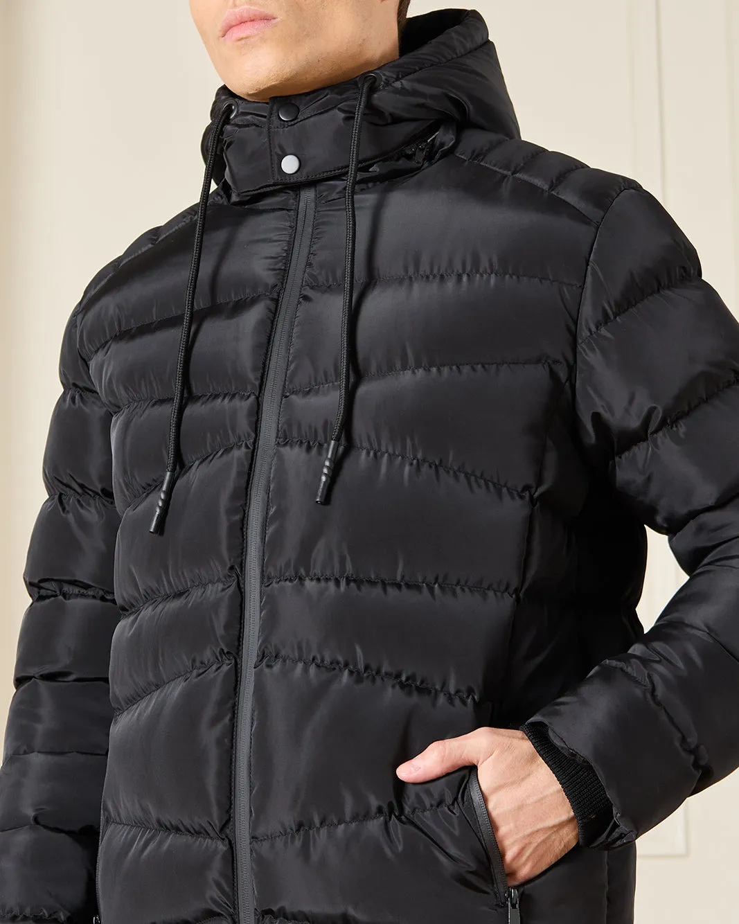 Men Black Heavy Parka Jacket sold by Redtag product image thumbnail 4