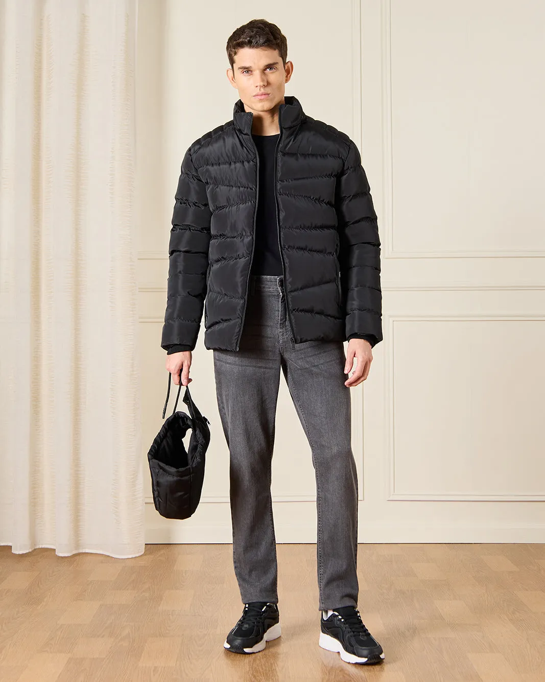 Men Black Heavy Parka Jacket sold by Redtag product image thumbnail 2