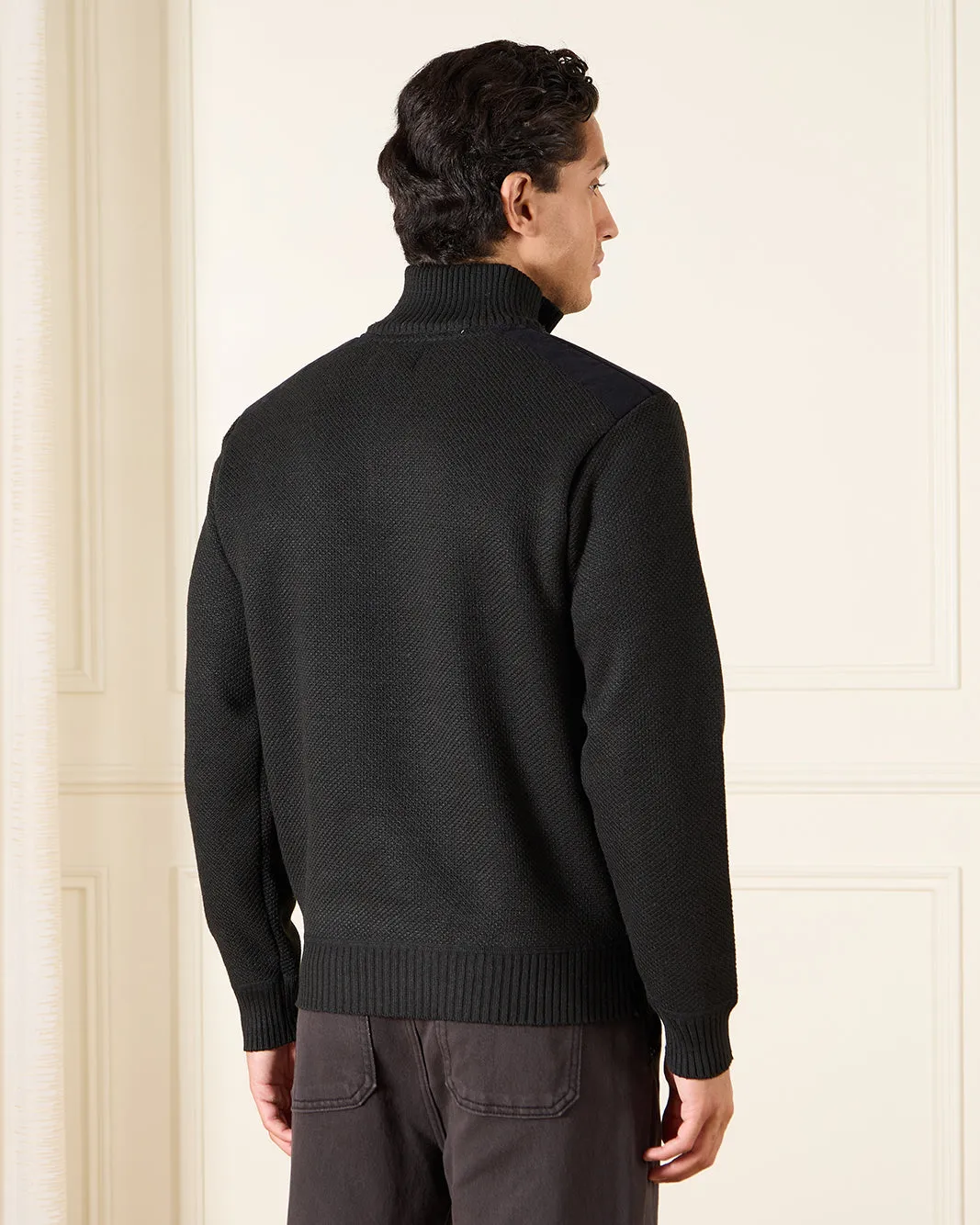 Men Black Half Zipper Sweatshirt sold by Redtag product image thumbnail 3