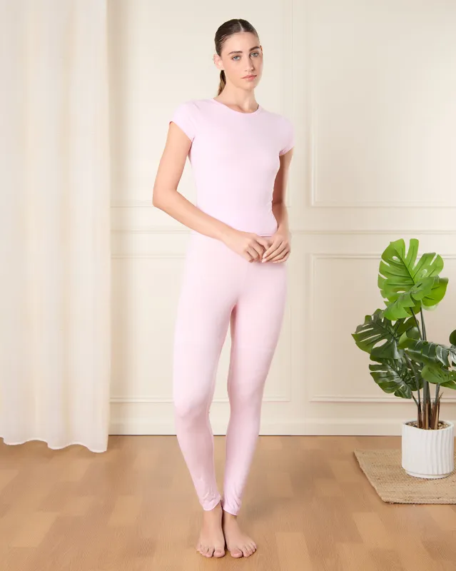 Women Pink Solid Pyjama Set (2 Piece) sold by Redtag