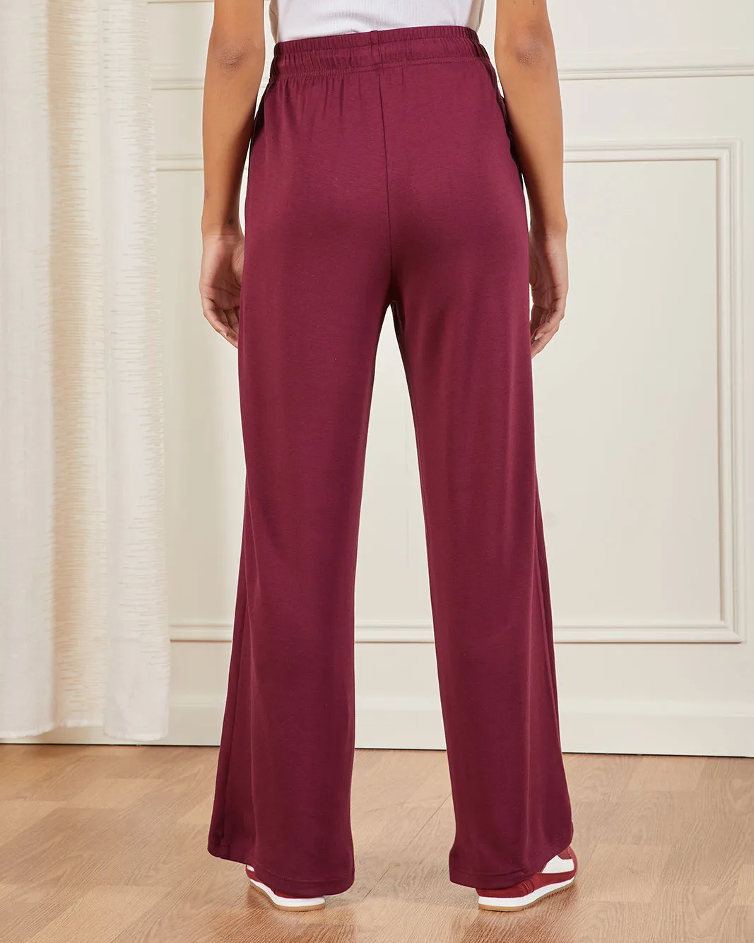 Women Burgundy Sidetape Detail Active Pant sold by Redtag product image thumbnail 3
