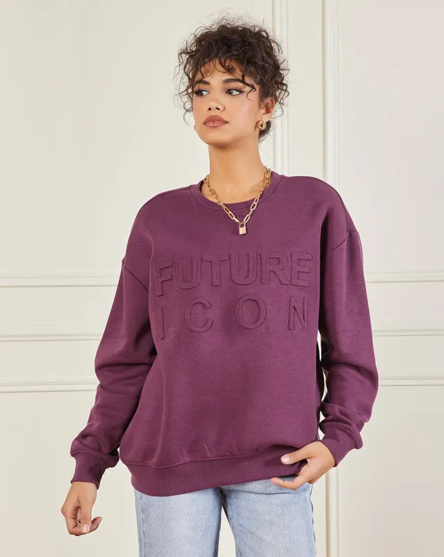 Women Purple Embroidered Sweatshirt sold by Redtag