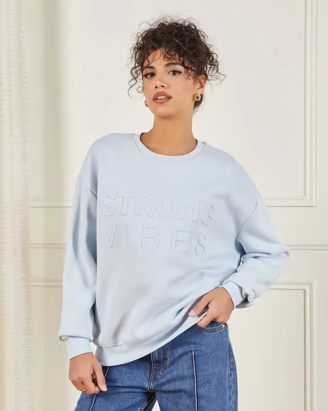 Women Blue Embroidered Sweatshirt sold by Redtag