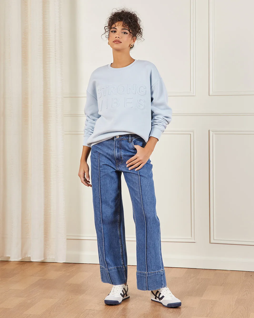 Women Blue Embroidered Sweatshirt sold by Redtag product image thumbnail 2