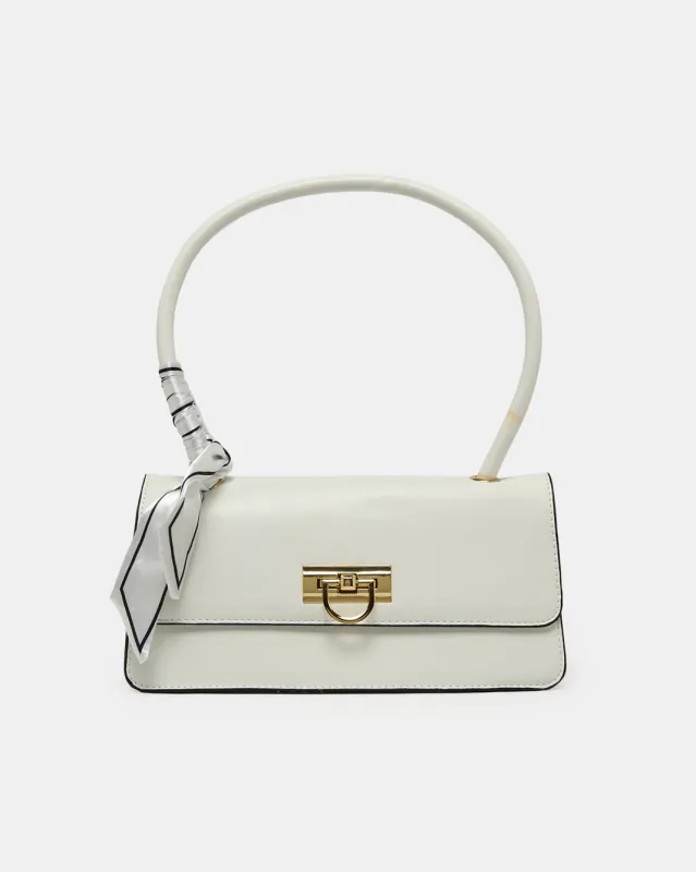 Women White Shoulder Bag With Scarf sold by Redtag