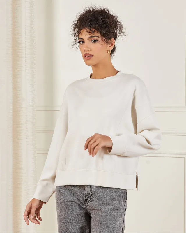 Women Ivory Plain Active Sweatshirt sold by Redtag