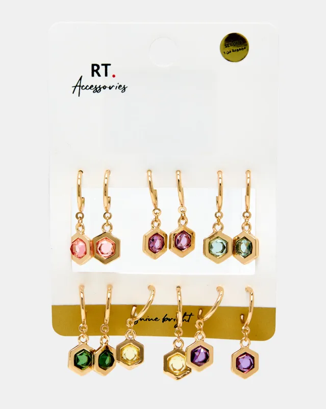 Women Gold Embellished Earrings Set (6 Piece) sold by Redtag