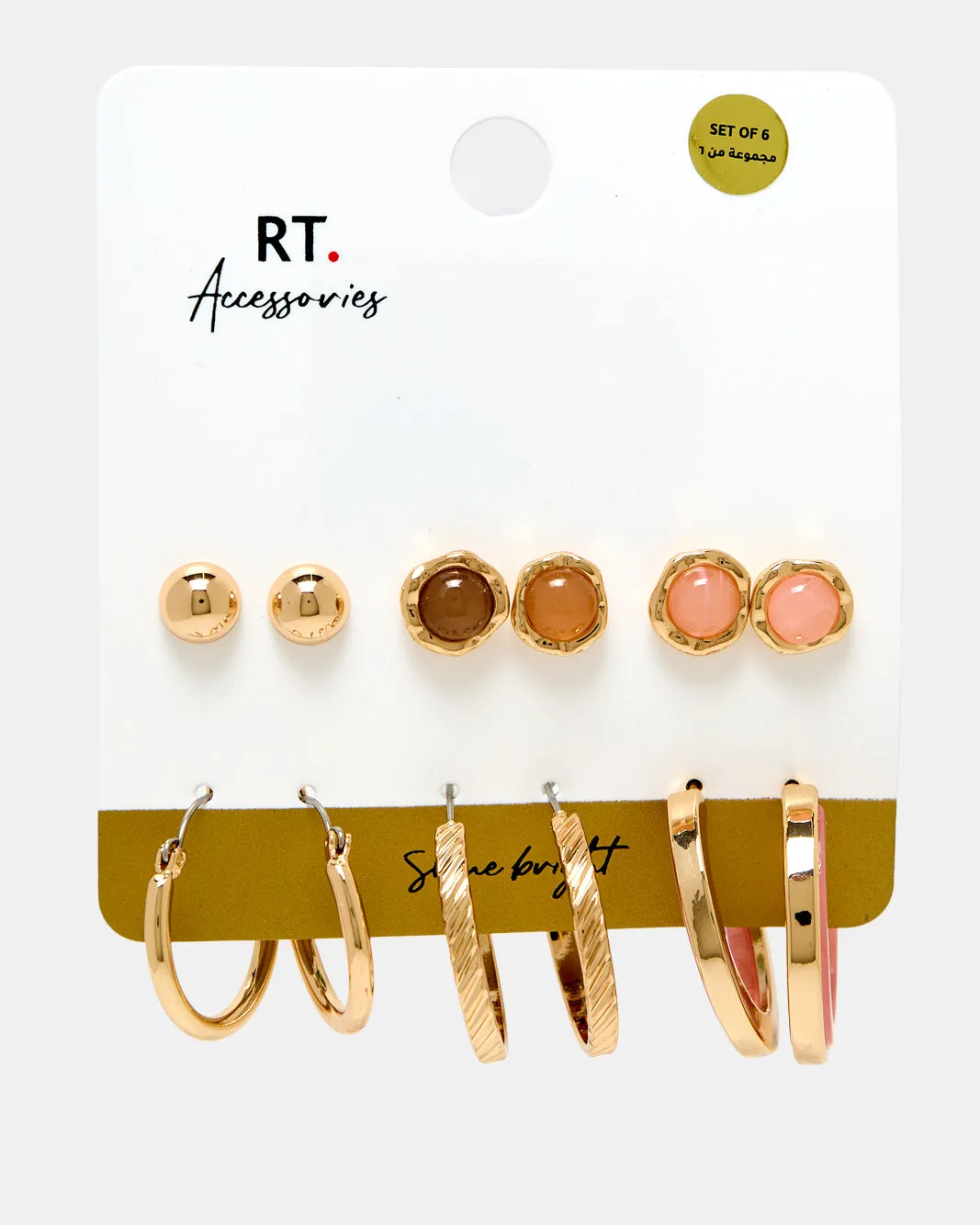 Women Gold Embellished Earrings Set (6 Piece) sold by Redtag