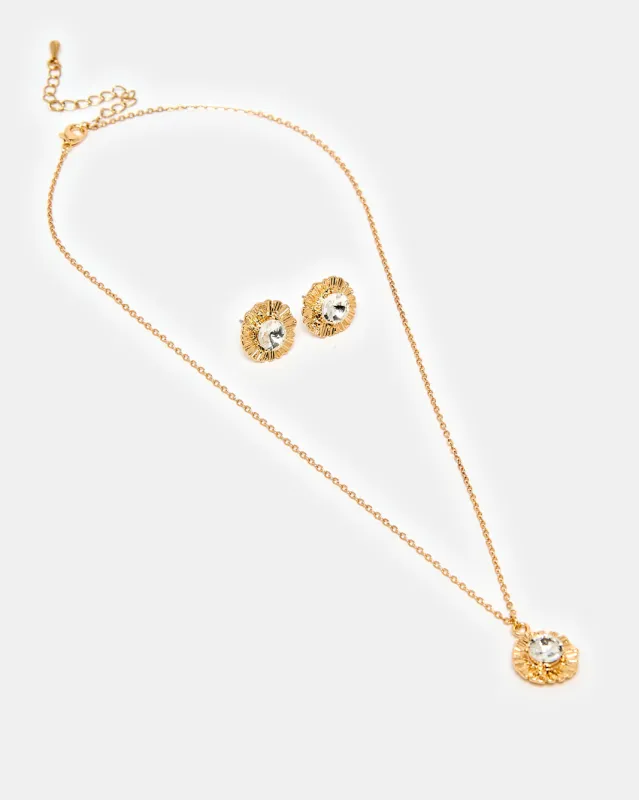 Women Gold Necklace And Earrings Set (2 Piece) sold by Redtag