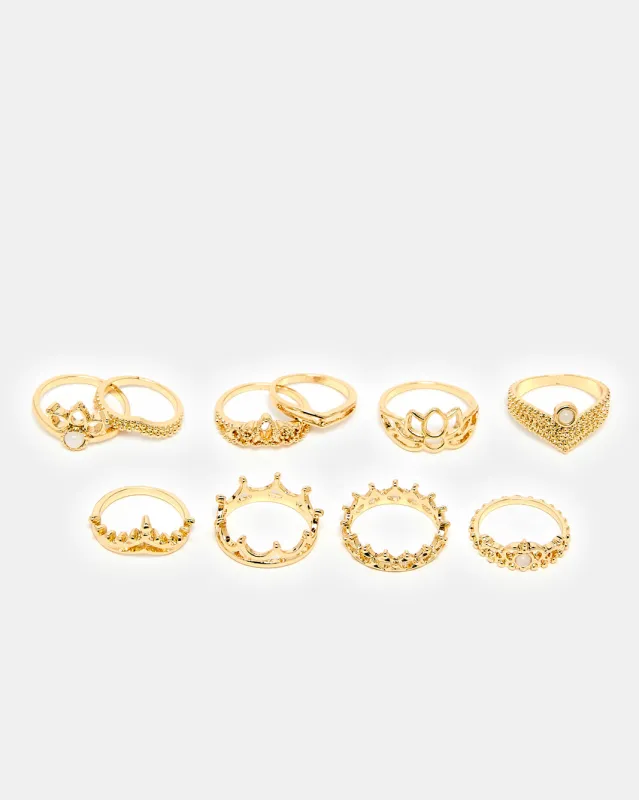 Women Gold Ring Set (10 Piece) sold by Redtag