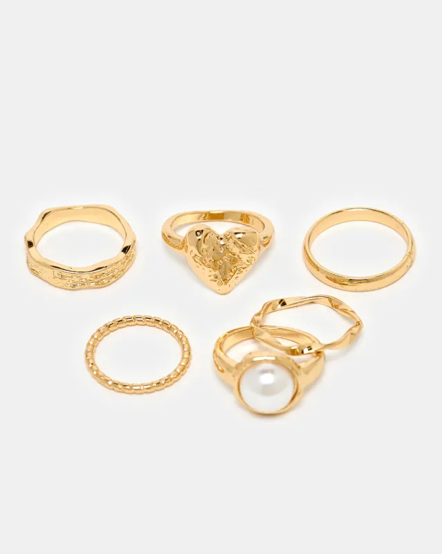Women Gold Ring Set (6 Piece) sold by Redtag