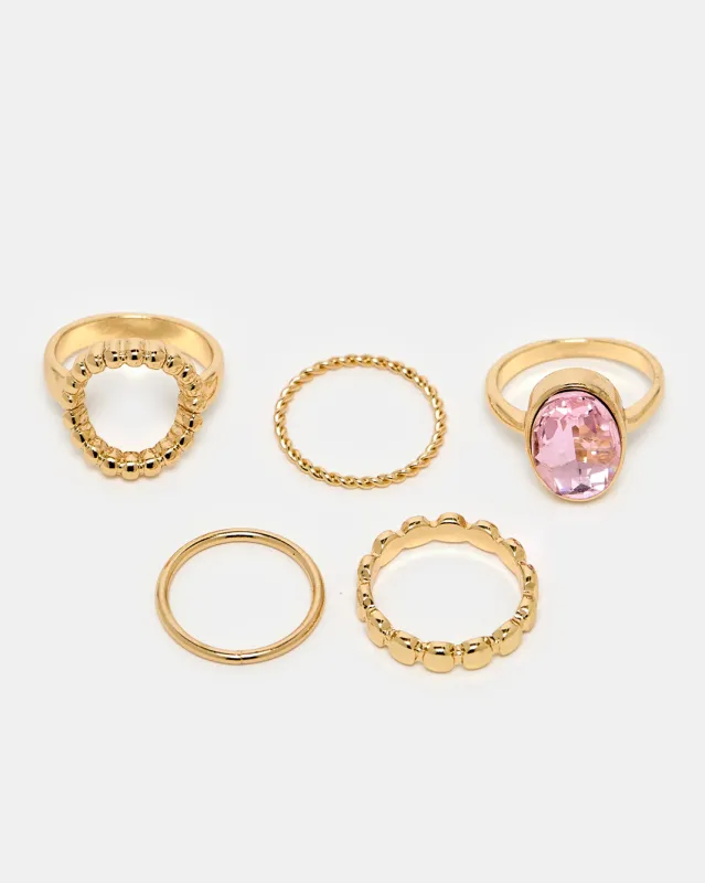 Women Gold Ring Set (5 Piece) sold by Redtag