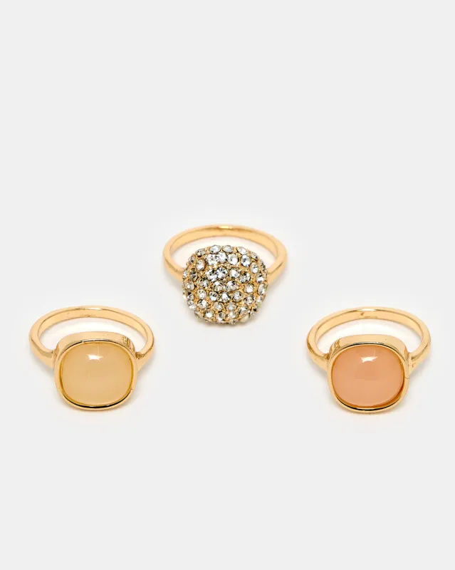 Women Gold Ring Set (3 Piece) sold by Redtag