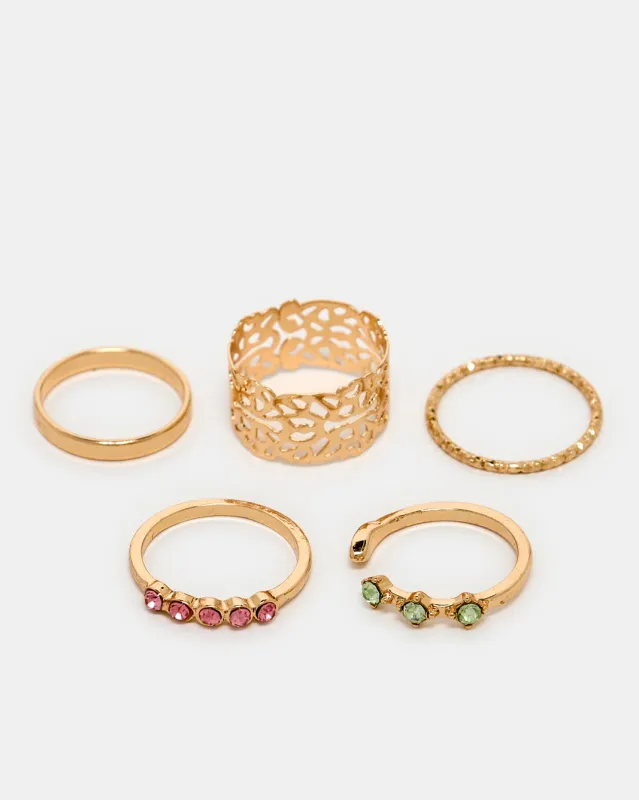 Women Gold Ring Set (5 Piece) sold by Redtag