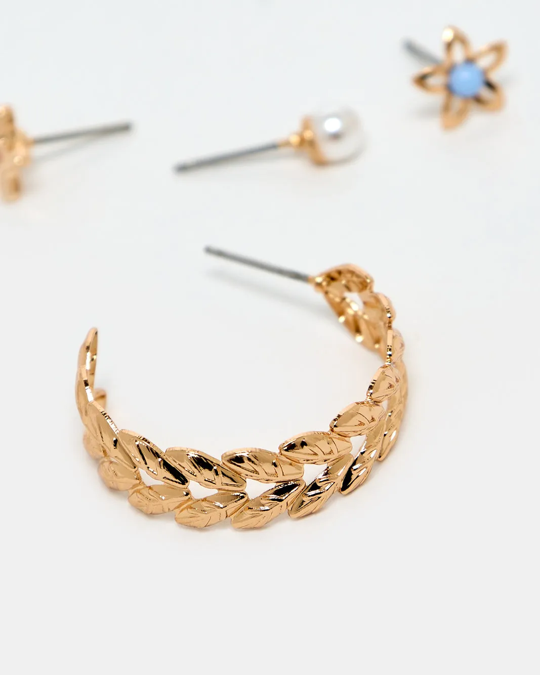 Women Gold Embellished Earring Set (3 Pairs) sold by Redtag product image thumbnail 3