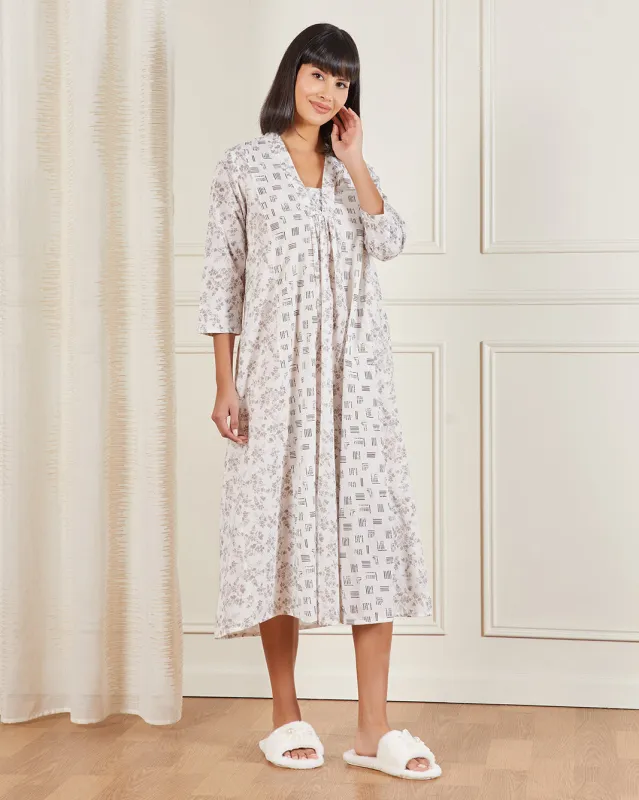 Women Beige Printed Night Gown sold by Redtag