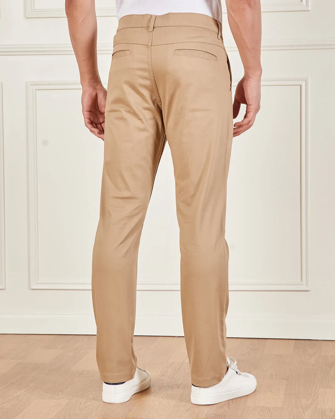 Men Beige Satin Slim Fit Chino sold by Redtag product image thumbnail 3