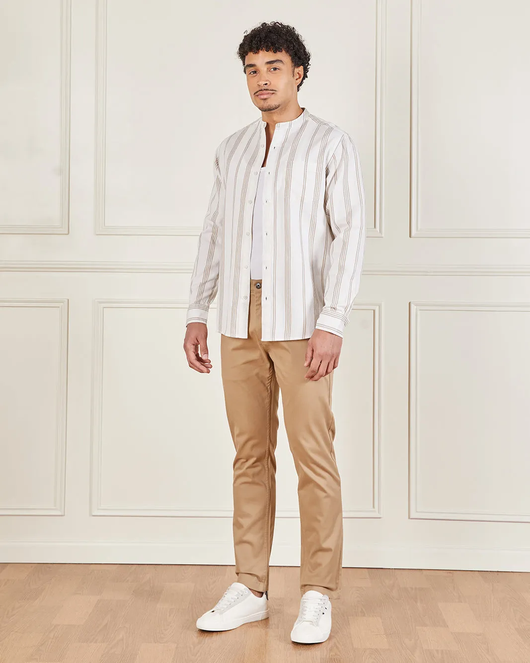 Men Beige Satin Slim Fit Chino sold by Redtag product image thumbnail 2