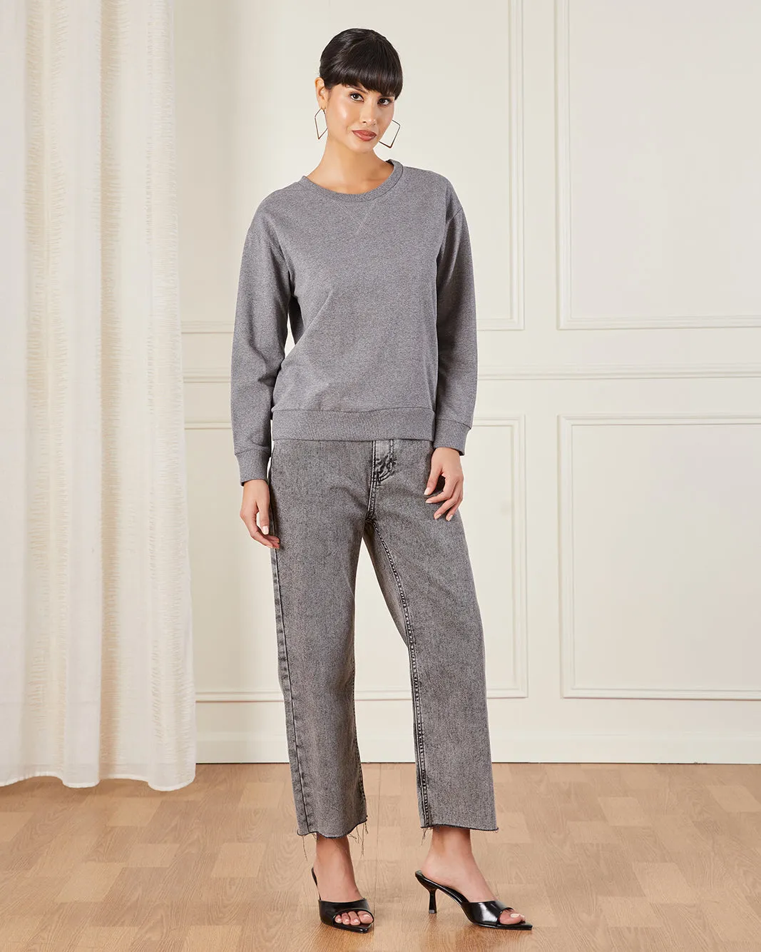 Women Charcoal Plain Active Sweatshirt sold by Redtag product image thumbnail 2