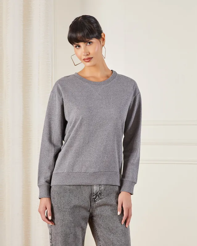 Women Charcoal Plain Active Sweatshirt sold by Redtag