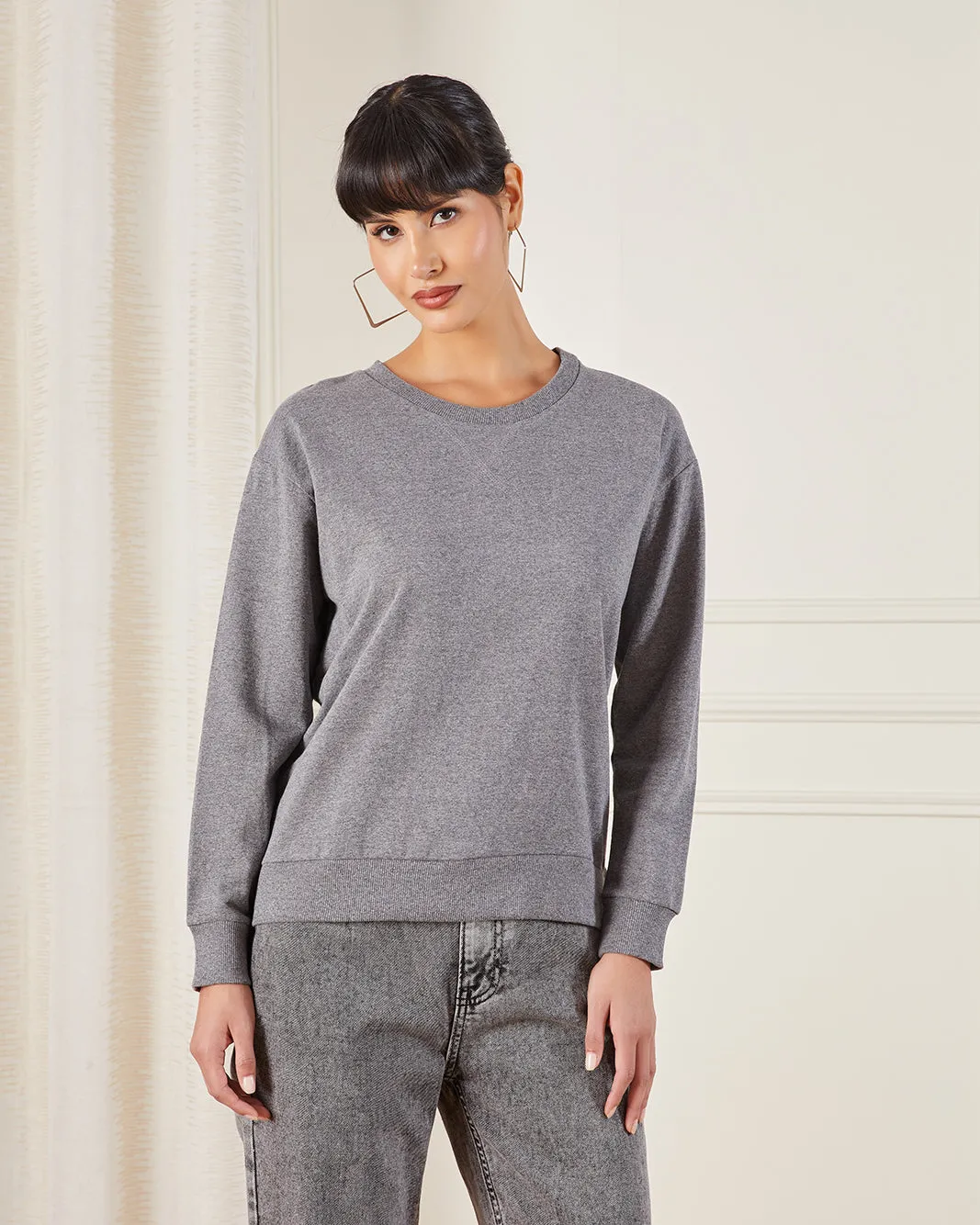 Women Charcoal Plain Active Sweatshirt sold by Redtag