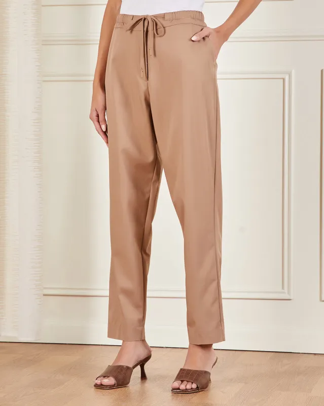 Women Beige Tapered Trousers sold by Redtag