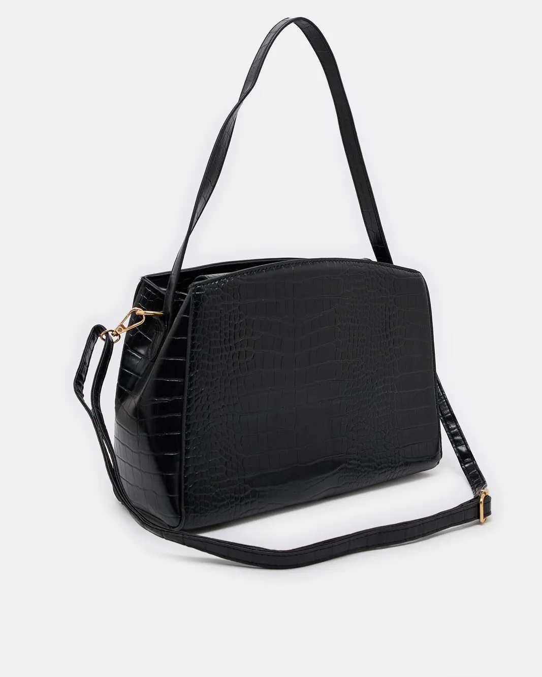 Women Black Textured Day Bag sold by Redtag product image thumbnail 3