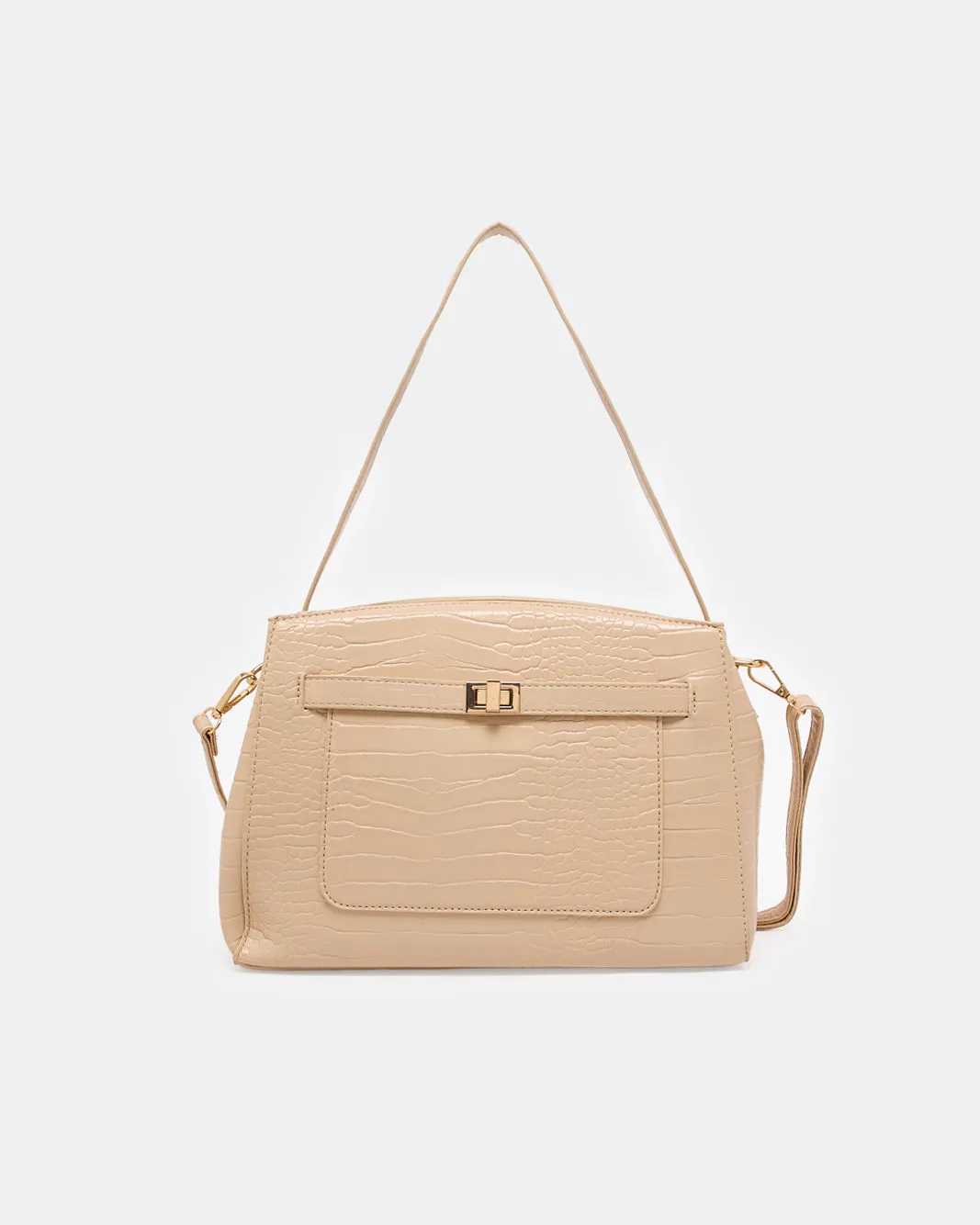 Women Beige Textured Day Bag sold by Redtag