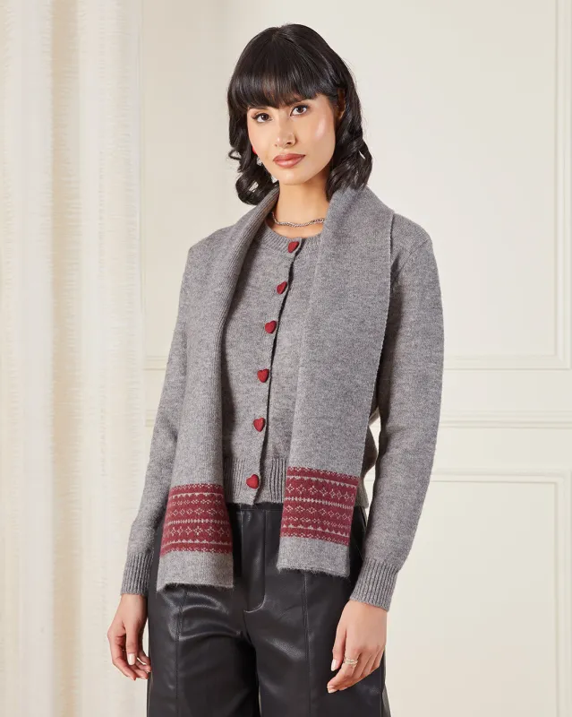 Women Grey Button Front Cardigan And Scarf (2 Piece) sold by Redtag