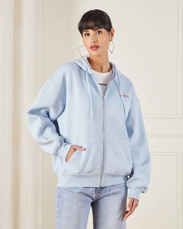 Women Blue Back Printed Hooded Sweatshirt sold by Redtag