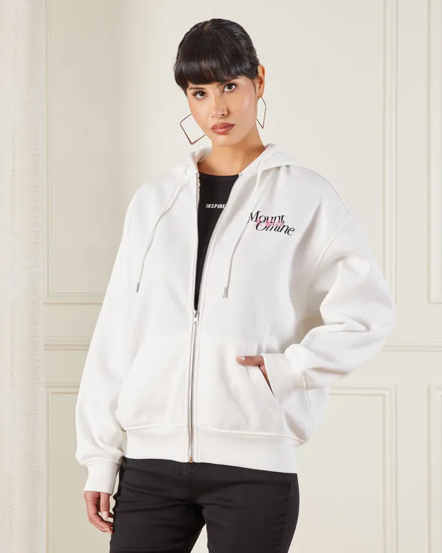 Women Cream Printed Hooded Sweatshirt sold by Redtag