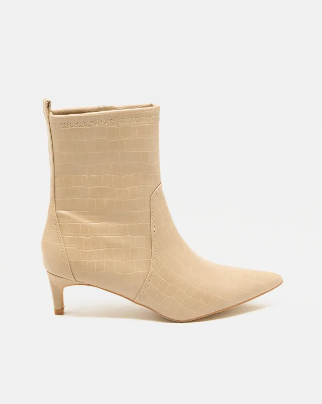 Women Beige Textured Ankle Boots sold by Redtag