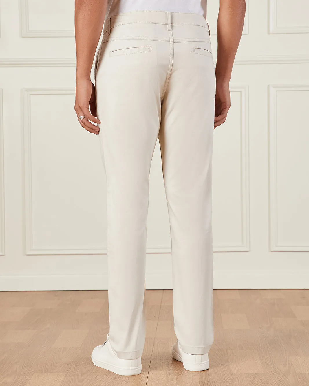 Men Ivory Satin Slim Fit Chino sold by Redtag product image thumbnail 3