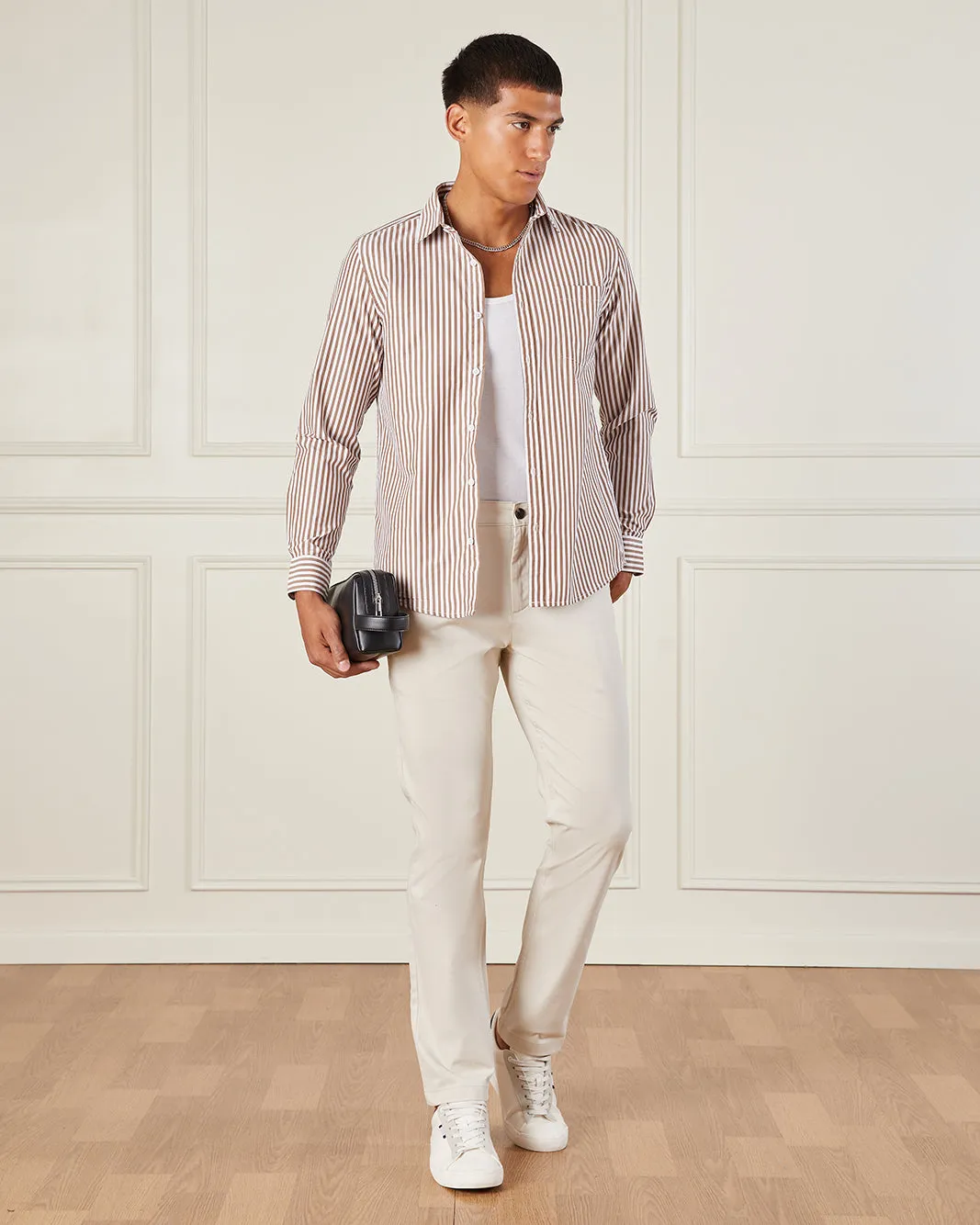 Men Ivory Satin Slim Fit Chino sold by Redtag product image thumbnail 2