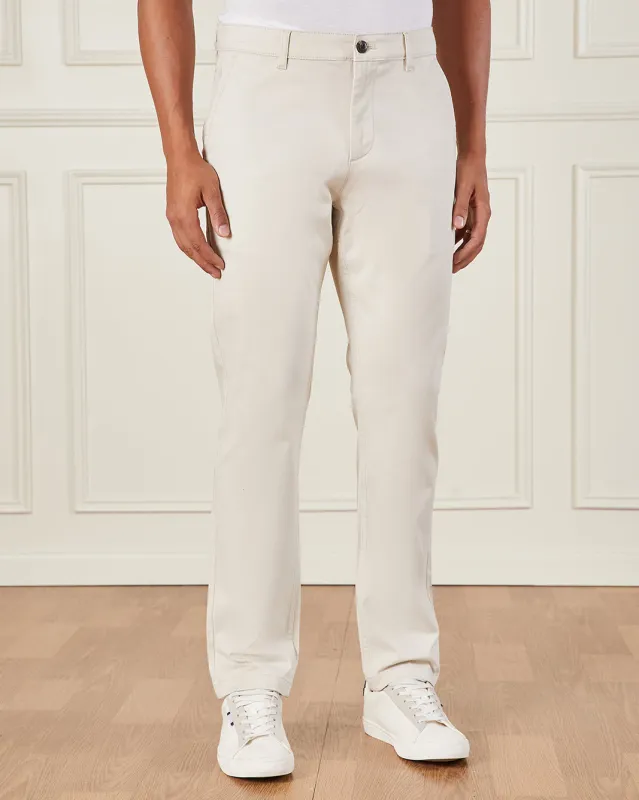 Men Ivory Satin Slim Fit Chino sold by Redtag