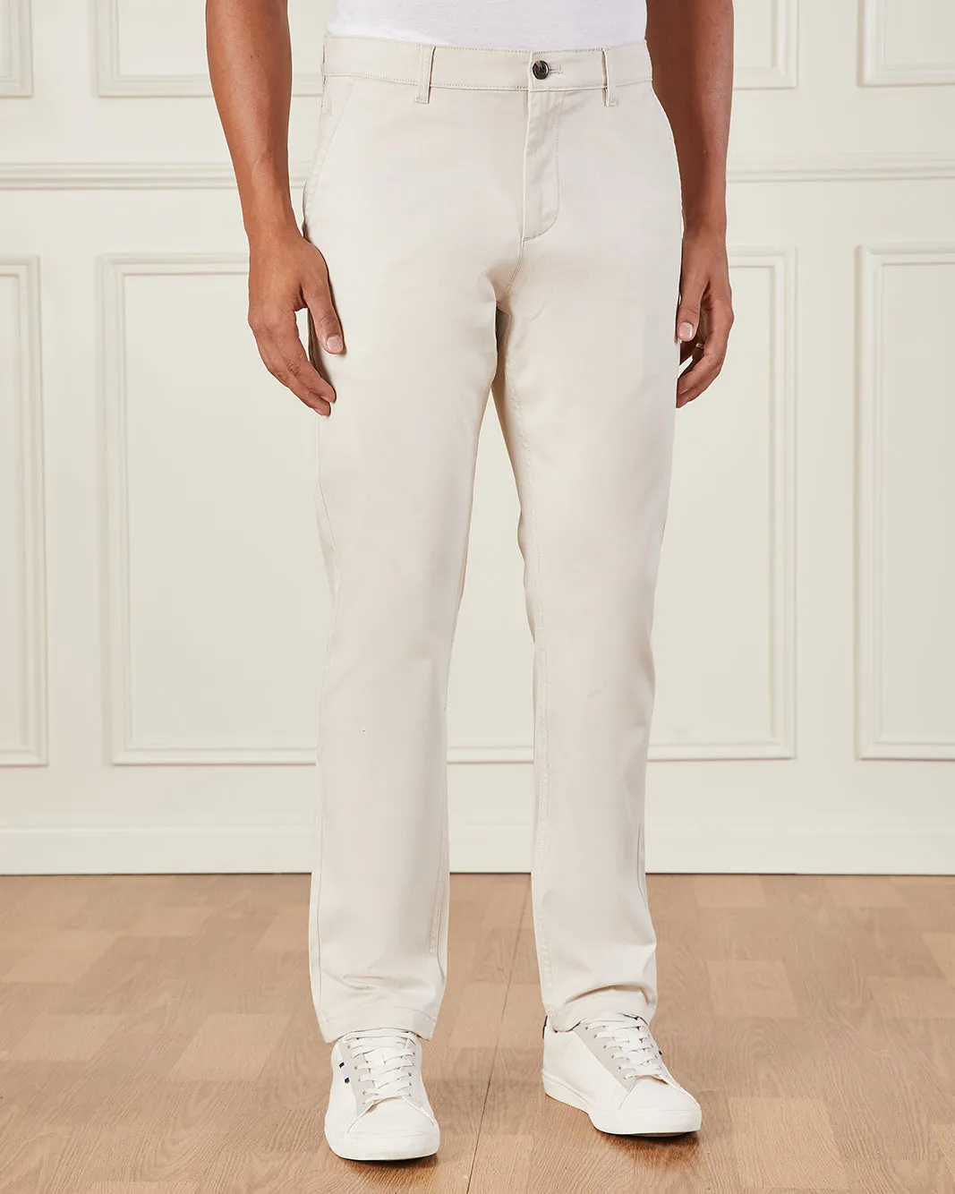 Men Ivory Satin Slim Fit Chino sold by Redtag