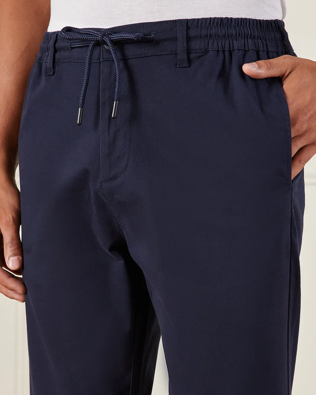 Men Navy Satin Slim Fit Jogger sold by Redtag product image thumbnail 4