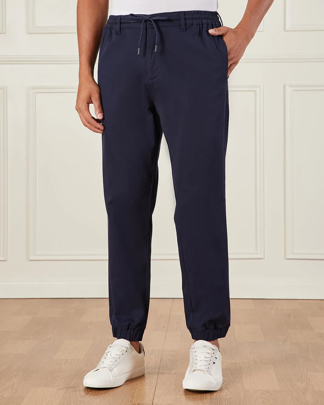 Men Navy Satin Slim Fit Jogger sold by Redtag