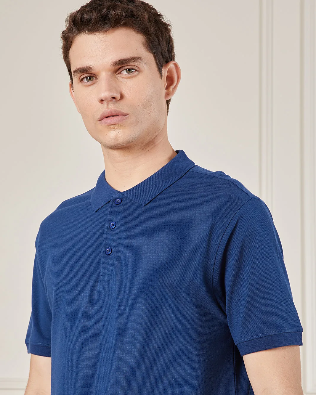 Men Blue Basic Polo Shirt sold by Redtag product image thumbnail 4