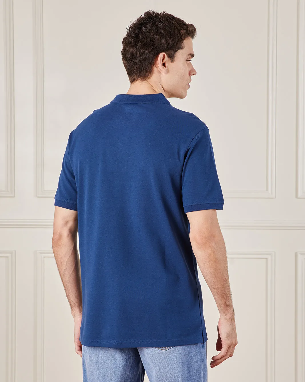 Men Blue Basic Polo Shirt sold by Redtag product image thumbnail 3