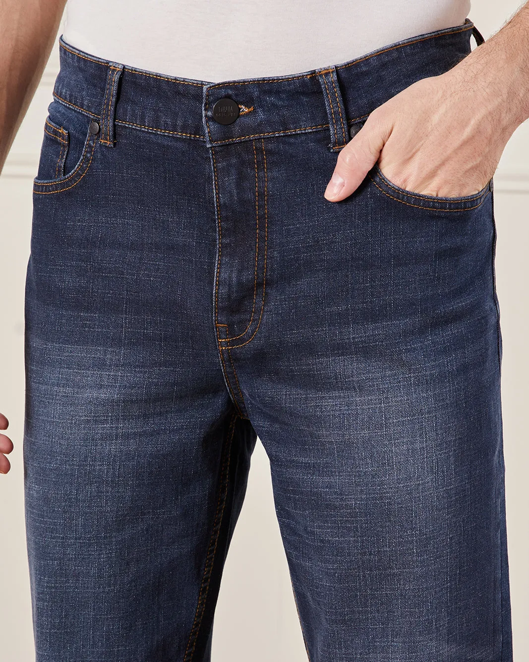 Men Navy Slim Fit Denim Jeans sold by Redtag product image thumbnail 4